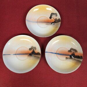 Vintage Set of 3 Noritake Hand Painted Saucer Plates